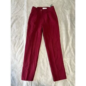 Mygiyim Istanbul Burgundy High Waisted Pleated Slim Leg Trousers Dress Pants S
